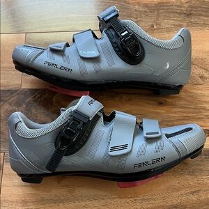 Cycling Shoes Mens 12 EU 46 SPD Cleats Road Bike Indoor Gray Fenlern